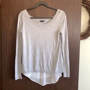 Express light long sleeve with chiffon underlay.